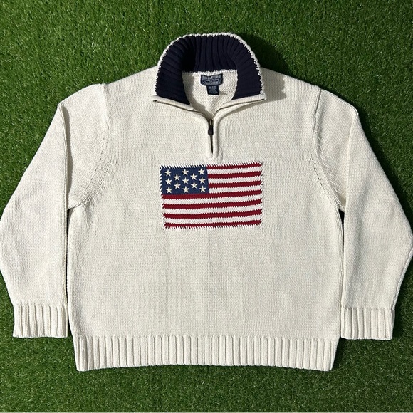 Mens Vintage Polo Sport Ralph Lauren Quarter Zip Sweater Jacket Coat Hoodie XL